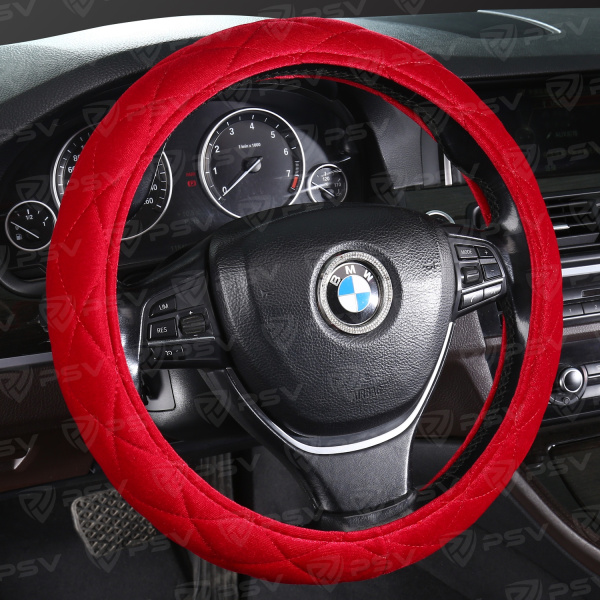 Оплетка на руль PSV CONVEX PRO (Красный) M,вельвет
