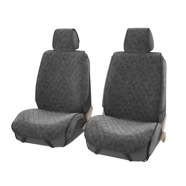 Накидки 2D GTL Effect 2 FRONT (Т.Серый/Отстрочка серая), на передние сиденья, велюр