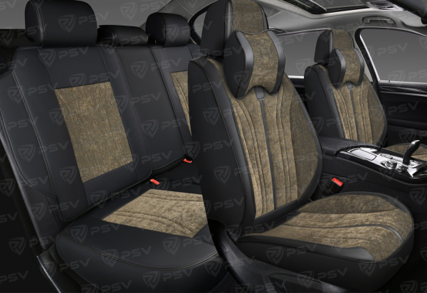 Накидки 5D PSV Grand (Черно-коричневый), комплект на весь салон
