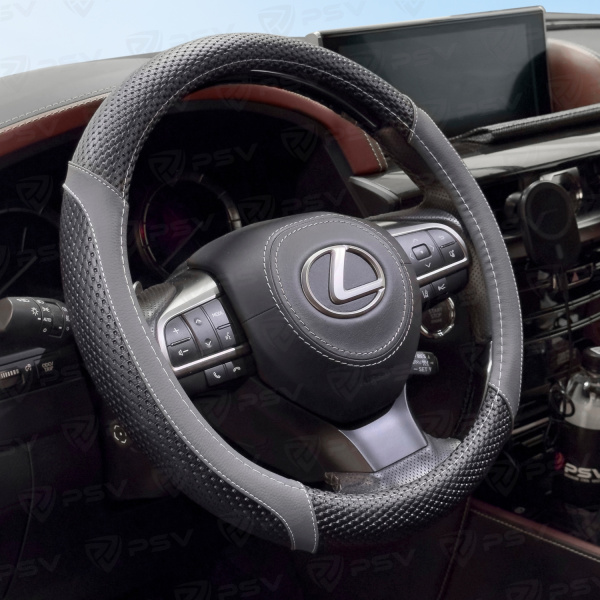 Оплетка на руль  PSV RECT Fiber (Черно-Серый) М, экокожа