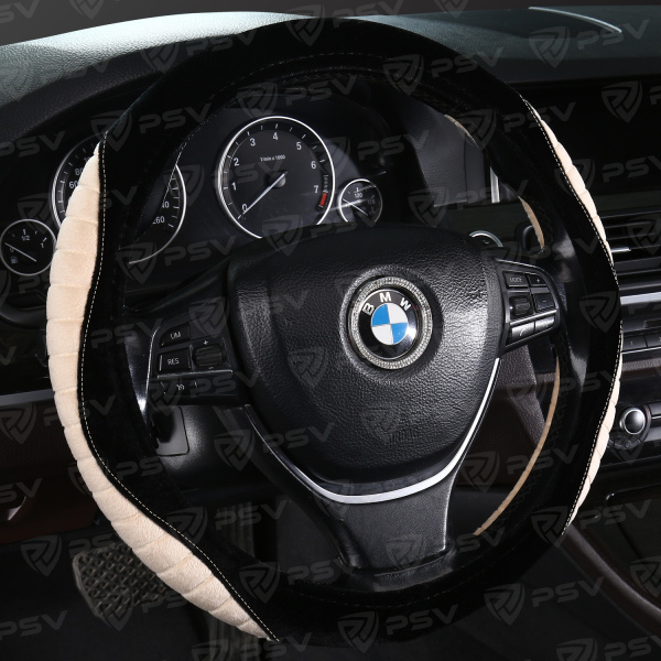 Оплетка на руль PSV LOSK (Черно-Бежевый) M,вельвет+велюр
