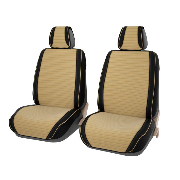 Накидки 2D PSV Bliss 2 FRONT (Черно-Бежевый), на передние сиденья, экокожа + велюр