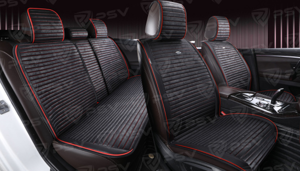 Накидки PSV Bliss PRO Skin (Черный/Кант Красный), комплект на весь салон, мокрая кожа