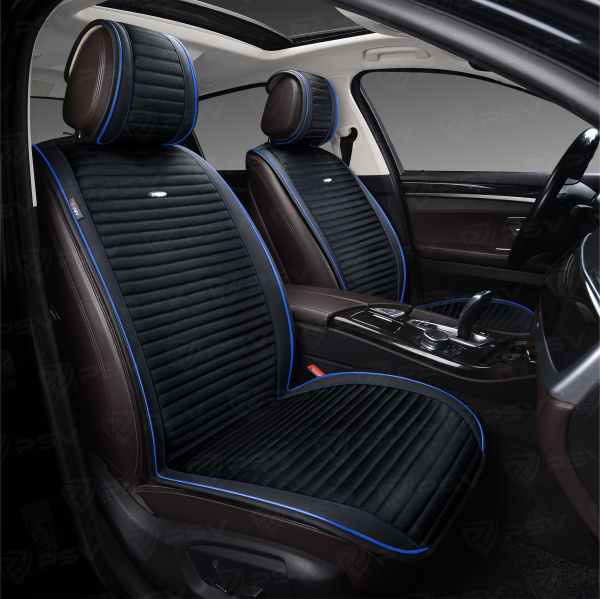 Накидки PSV Bliss 2 FRONT (Черный/Кант синий), на передние сиденья (2 шт.) (ХИТ ПРОДАЖ)