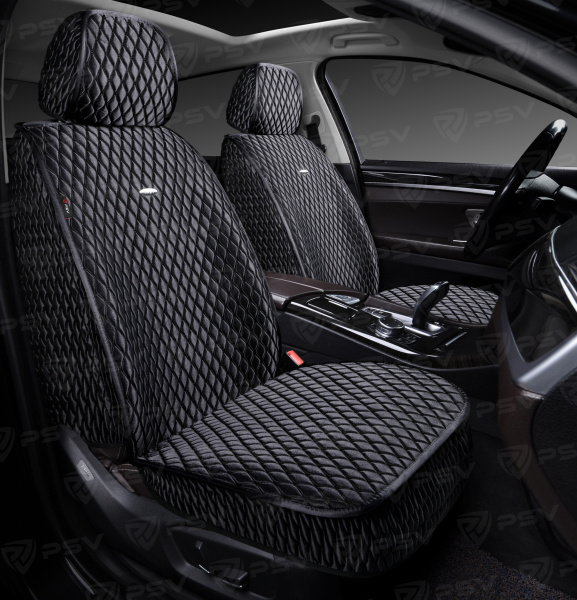 Накидки 5D PSV Xolodok 2 FRONT (Черный/Отстрочка черная), на передние сиденья, холодок