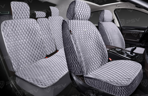Накидки 5D PSV Xolodok (Серый/Отстрочка Серая), комплект на весь салон, холодок