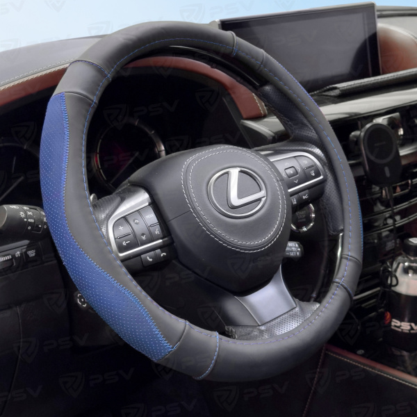 Оплетка на руль кожаная PSV TAUT (Черно-Синий) M