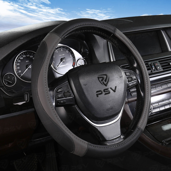 Оплетка на руль PSV LEADER (Черно-Серый) XL,экокожа