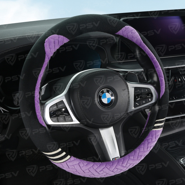 Оплетка на руль PSV KISA PLUS (Черно-фиолетовый) M, вельвет