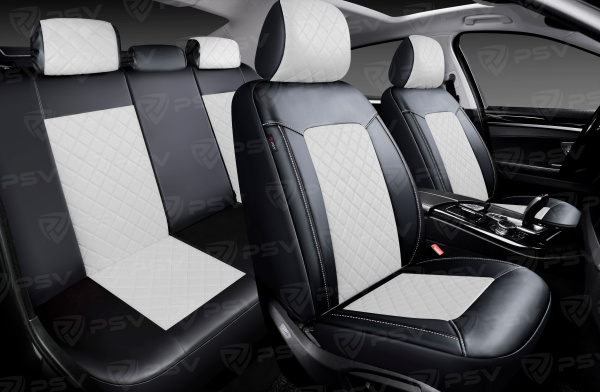 Чехлы PSV Elegant Next (Черный-Белый), ромб + экокожа (ХИТ ПРОДАЖ)