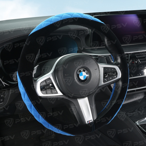 Оплетка на руль PSV SOFT (Черно-синий) M, вельвет