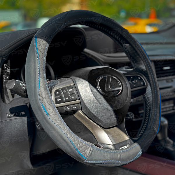 Оплетка на руль кожаная PSV VOLNA (Черно-Синий) M