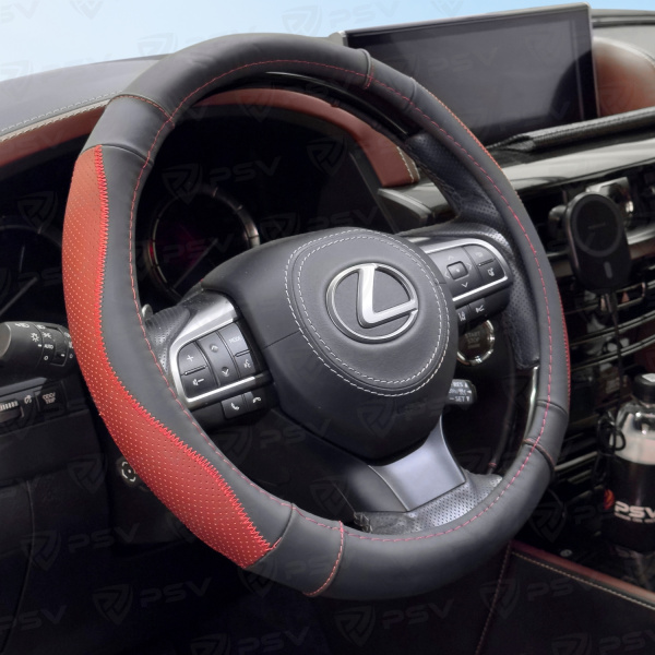 Оплетка на руль кожаная PSV TAUT (Черно-Красный) M