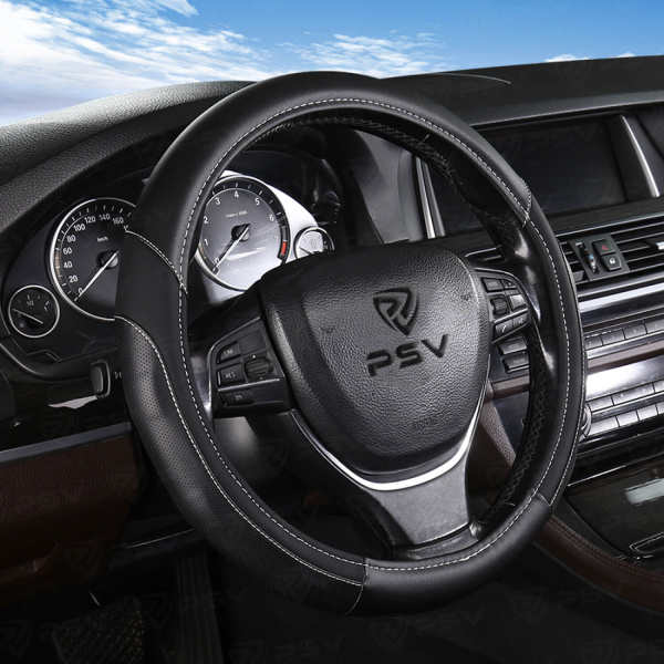 Оплетка на руль PSV CRUST (Черный/Отстрочка белая) M,экокожа