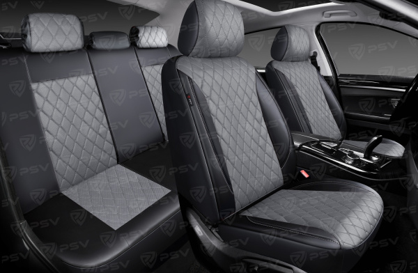 Чехлы PSV Graf Next (Черный-Серый/Ромб серый "Бабочка"), ромб + экокожа