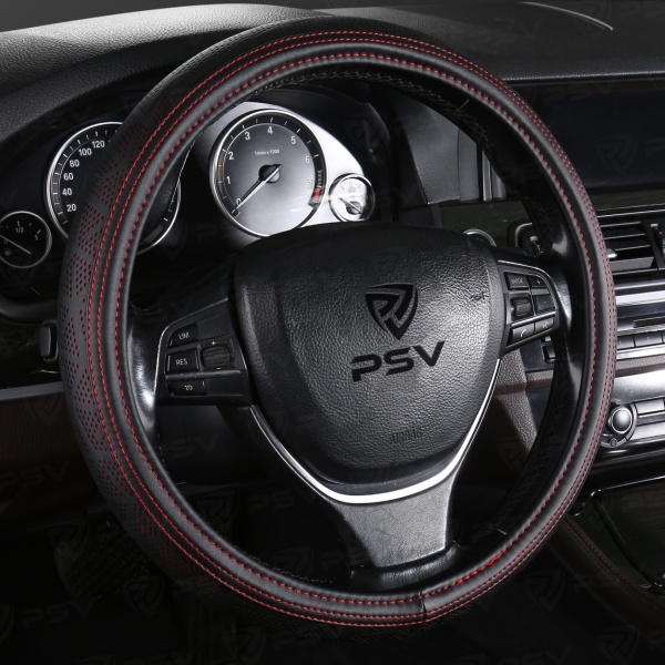 Оплетка на руль PSV TRIGON (Черно-Красный) M, экокожа