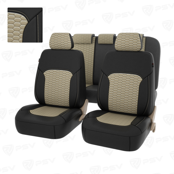 Чехлы PSV Forester Next (Черный-Бежевый), терморомб "Сота" + экокожа
