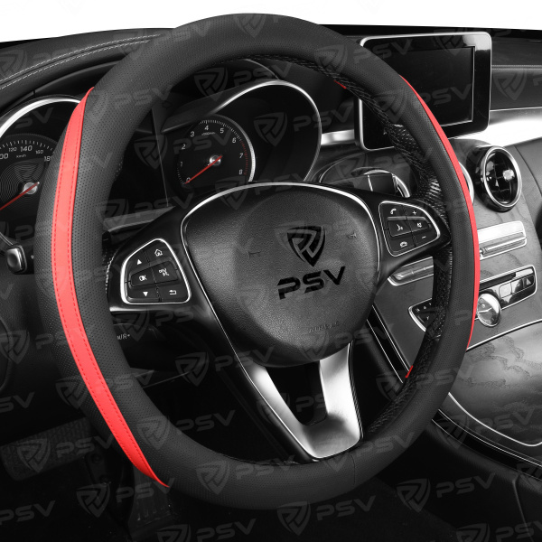 Оплетка на руль PSV TERMIT (Черно-Красный) M, экокожа