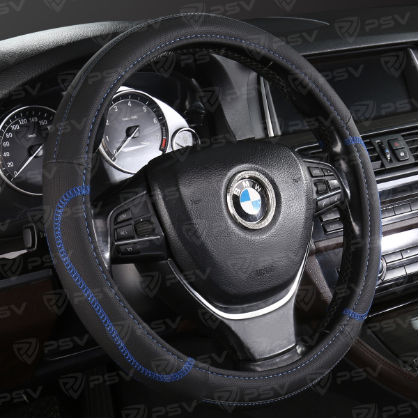 Оплетка на руль PSV ARDOR (Черный/Отстрочка синяя) M,экокожа