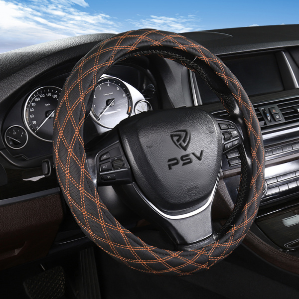 Оплетка на руль PSV RADIKAL (Черный/Отстрочка оранжевая) M, экокожа