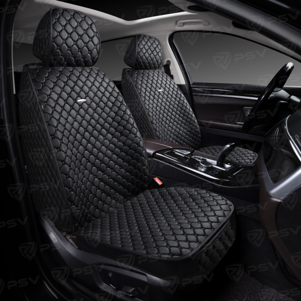 Накидки 5D PSV Twid 2 FRONT (Черный/Отстрочка черная), на передние сиденья, твид