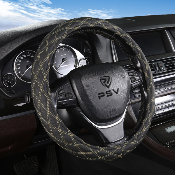 Оплетка на руль PSV RADIKAL (Черный/Отстрочка бежевая) M, экокожа