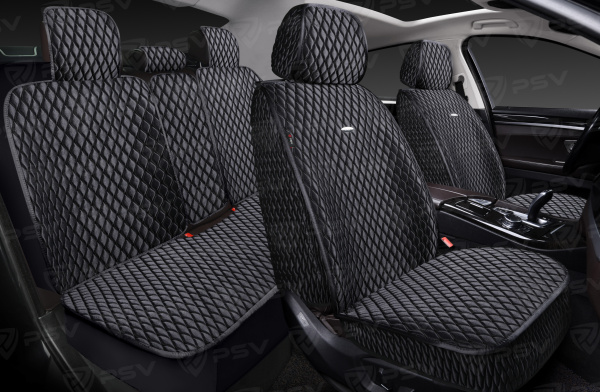 Накидки 5D PSV Xolodok (Черный/Отстрочка Черный), комплект на весь салон, холодок