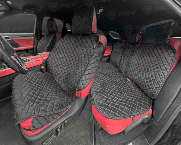 Накидки 2D PSV Zvezda Next (Черный/Отстрочка черная), комплект на весь салон, велюр