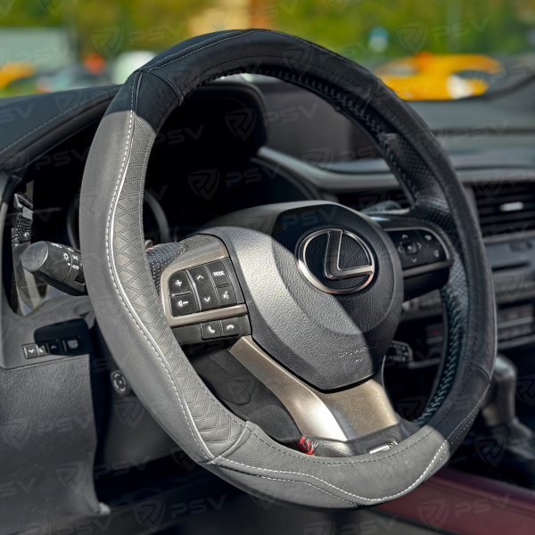 Оплетка на руль кожаная PSV VOLNA (Черно-Серый) M