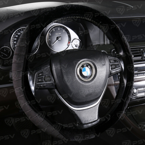 Оплетка на руль PSV LOSK (Черный/Отстрочка черная) M,вельвет+велюр