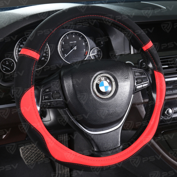 Оплетка на руль PSV RIDDLE (Черно-Красный) M, экокожа