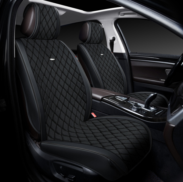 Накидки 3D PSV Baron 2 FRONT (Черный), на передние сиденья, экокожа + лен