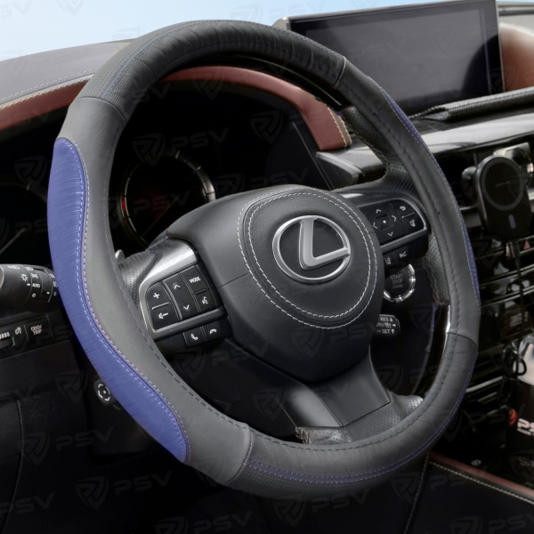 Оплетка на руль кожаная PSV BLESK (Черно-Синий) M