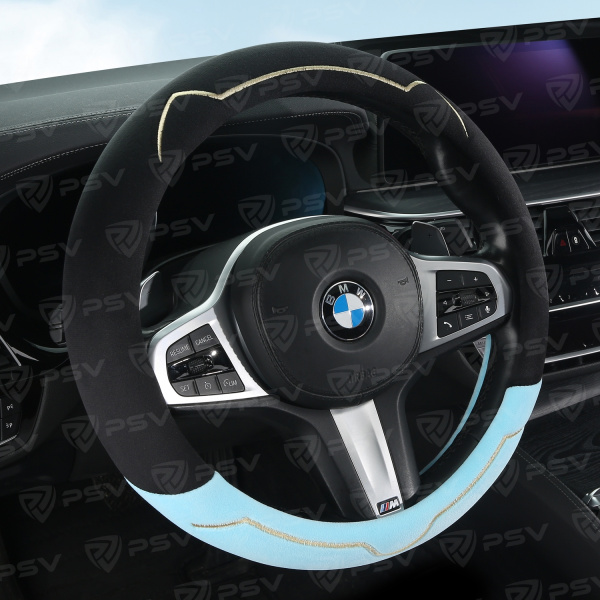 Оплетка на руль PSV KISA (Черно-синий) M, вельвет