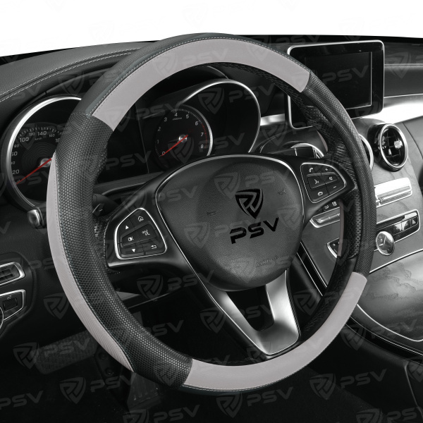 Оплетка на руль PSV SNAKE (Черно-Серый) M, экокожа