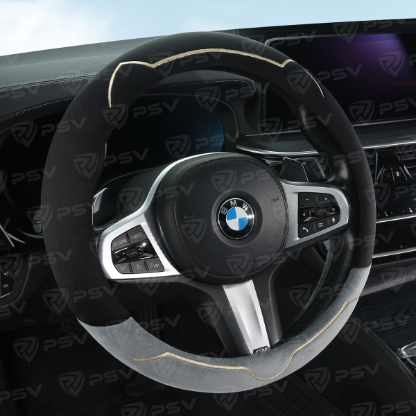 Оплетка на руль PSV KISA (Черно-серый) M, вельвет