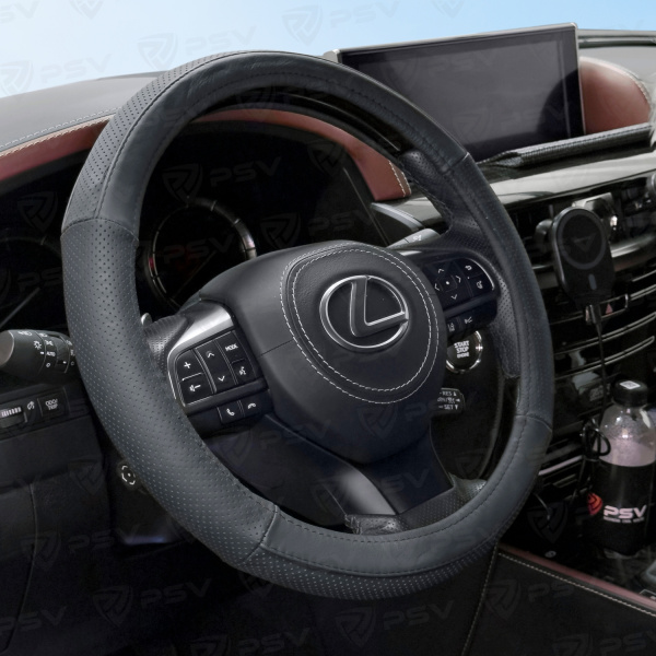 Оплетка на руль кожаная PSV POINT (Черный) M, с перфорацией