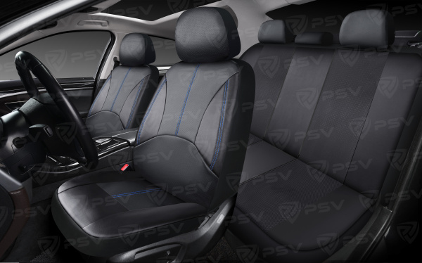 Чехлы PSV Imperial Next (Черный/отстрочка синяя), экокожа