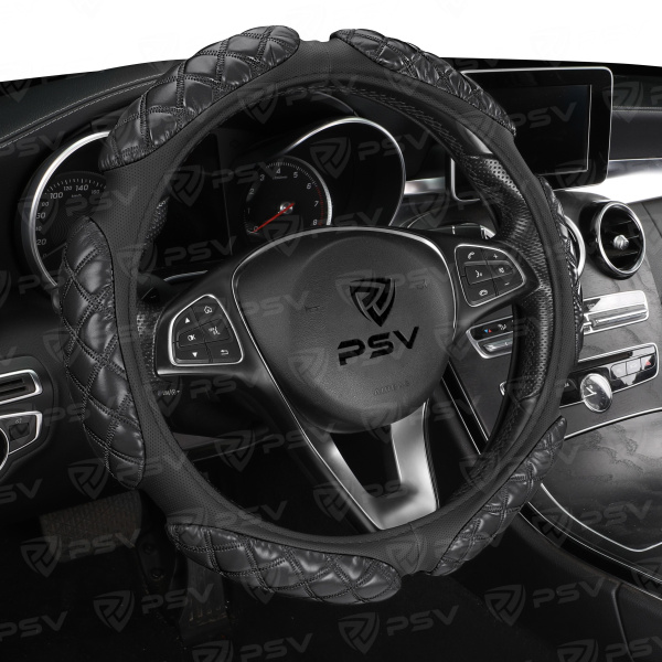 Оплетка на руль PSV RACE ROMB (Черный) M, экокожа