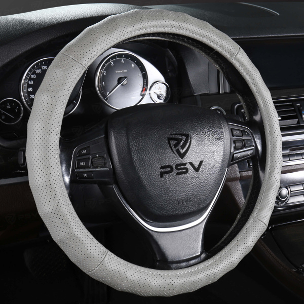 Оплетка на руль кожаная PSV KLASSIKA (Серый) M, с перфорацией