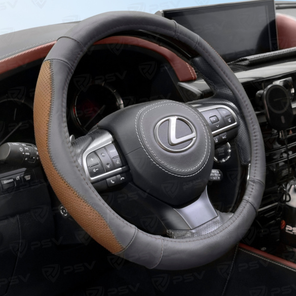 Оплетка на руль кожаная PSV TAUT (Черно-Коричневый) M