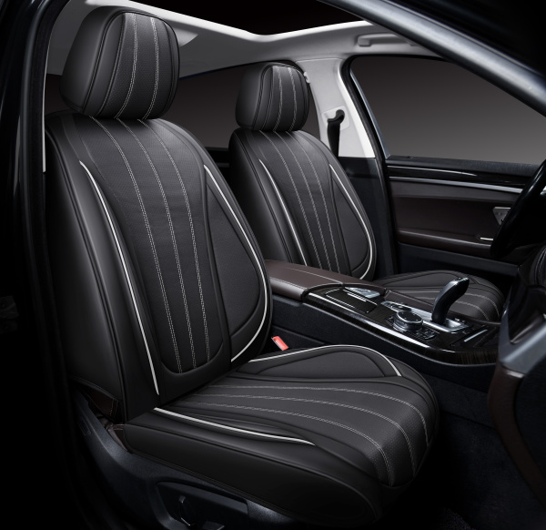Накидки 5D PSV Kapital 2 FRONT (Черный/Кант белый), на передние сиденья, экокожа