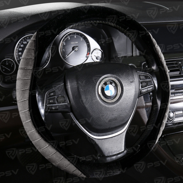Оплетка на руль PSV LOSK (Черно-Серый) M,вельвет+велюр