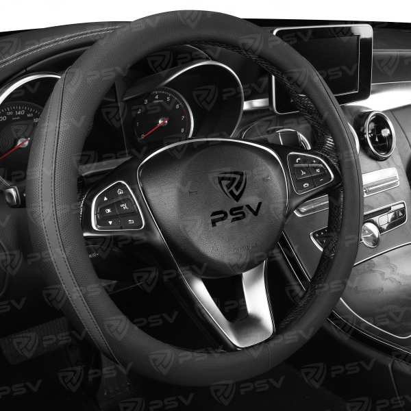 Оплетка на руль PSV TERMIT (Черный/Отстрочка черная) M, экокожа