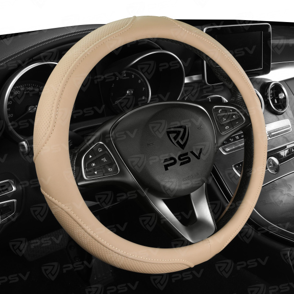Оплетка на руль PSV DOT (Бежевый/Отстрочка бежевая) M, экокожа
