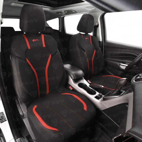 Чехлы GTL Triumf (Черно-Красный) с боковыми поддержками, полиэстер + пинэйпл